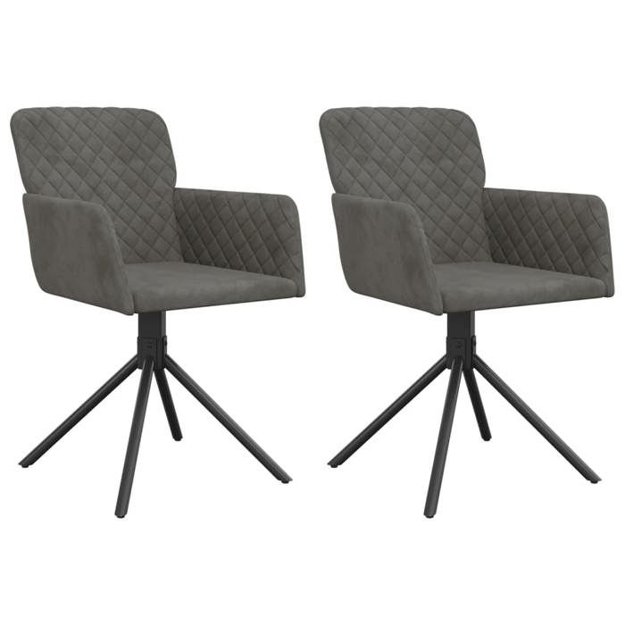 VidaXL 2x Chaises Pivotantes de Salle à Manger Fauteuils à Dîner Chaises de Repas Chaises de Cuisine Hauteur Réglable Gris 344791