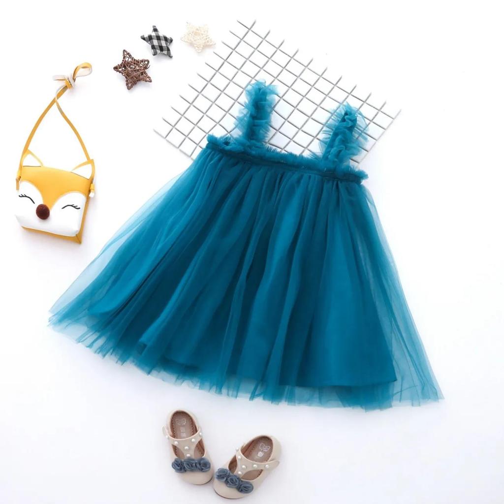 Kinderkleid Frühling Sommer Träger Kinderkleidung Baby Mädchen Kleidung Garn Ärmelloses Kleid Mädchen