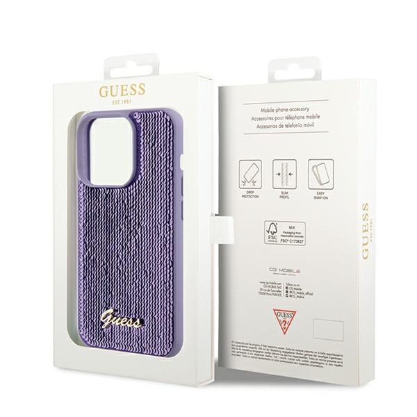 Guess Guhcp14Xpsfdgsu Iphone 14 Pro Max 6.7 Fioletowy/Purple Hardcase Sequin Script Metal