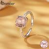 BAMOER 925 Sterling Silver Solitaire Engagement Rings for Women, White Gold Plated Orange Autumn Statement Ring