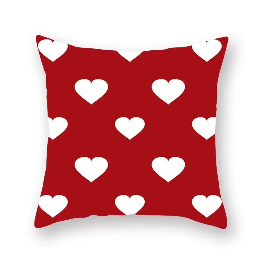 Red Black Series Heart Love Papa Pattern Print Soft Square Pillowslip Polyester Cushion Cover Pillowcase Living Room Home Decor