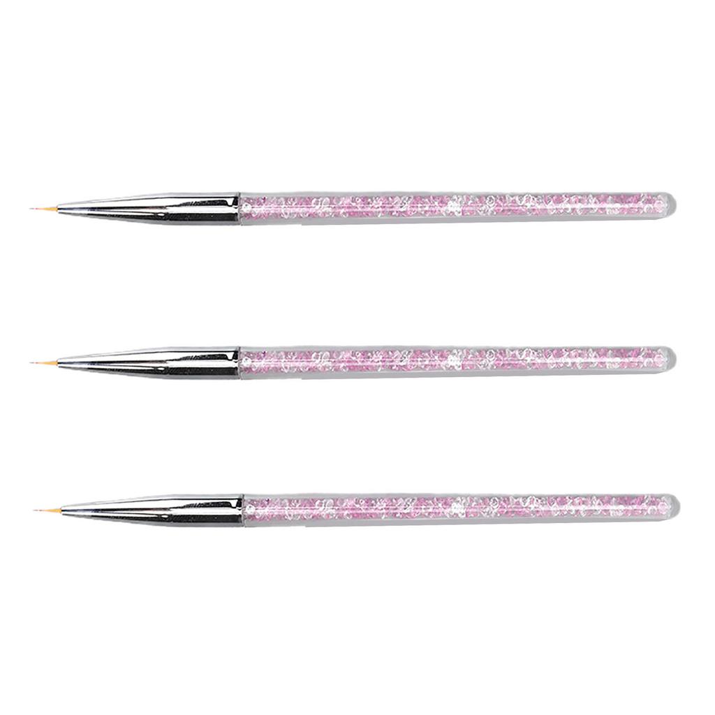 3Pcs Nail Art Liner Brush Comfortable Dustproof Multipurpose Nail Art Point Drill Drawing Brush Pen for Home Nail Salon