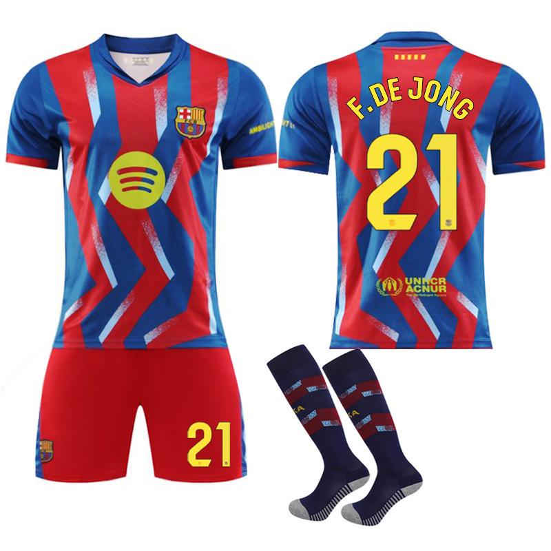 2526 Barcelona Four-way No. 10 Messi Jersey Suit Men's No. 9 Lewandowski 8 Pedri 14 Rashford Football Uniform
