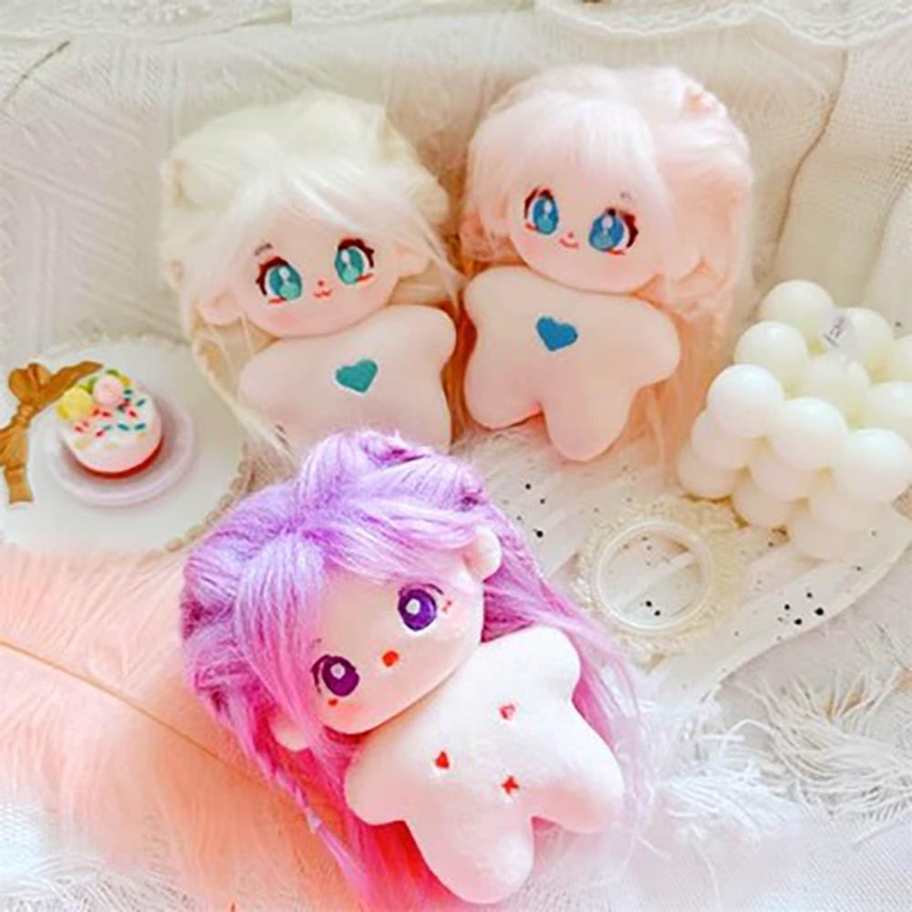 niannyyhouse 10cm Plush Girl Star Body Fried Hair No Attributes Cotton Doll Accessories (a1)