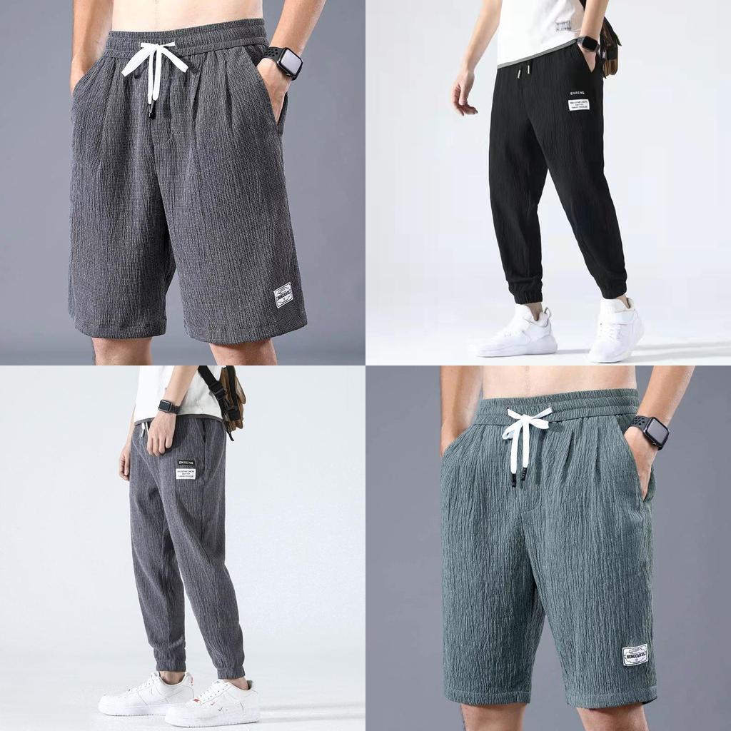 Men Summer Athletic Drawstring Joggers With Waterwash Fabric For Casual Wear