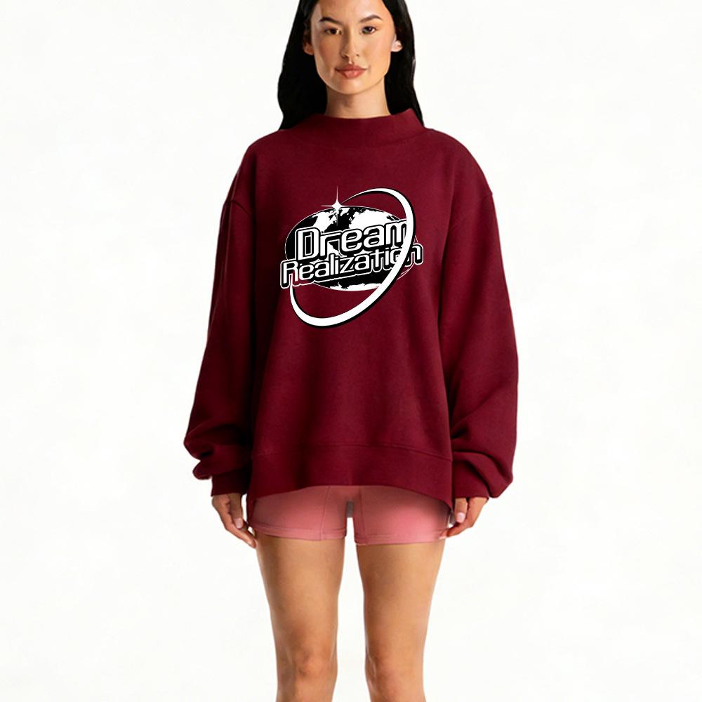Trendy Women's Autumn Sweatshirt: European Size, Casual, Fashionable, Comfortable, Mid-High Collar, Long-Sleeved