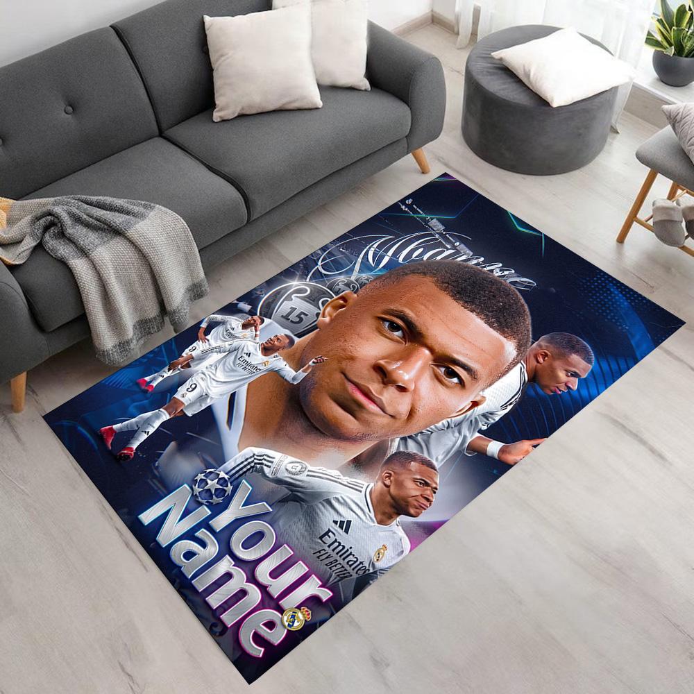 Mbappé Customized Name Floor Rug Office Rug Design for Outdoor Kitchen Balcony Playrooms Antislip Carpet Decorate Offices Birthday/Christmas Gift