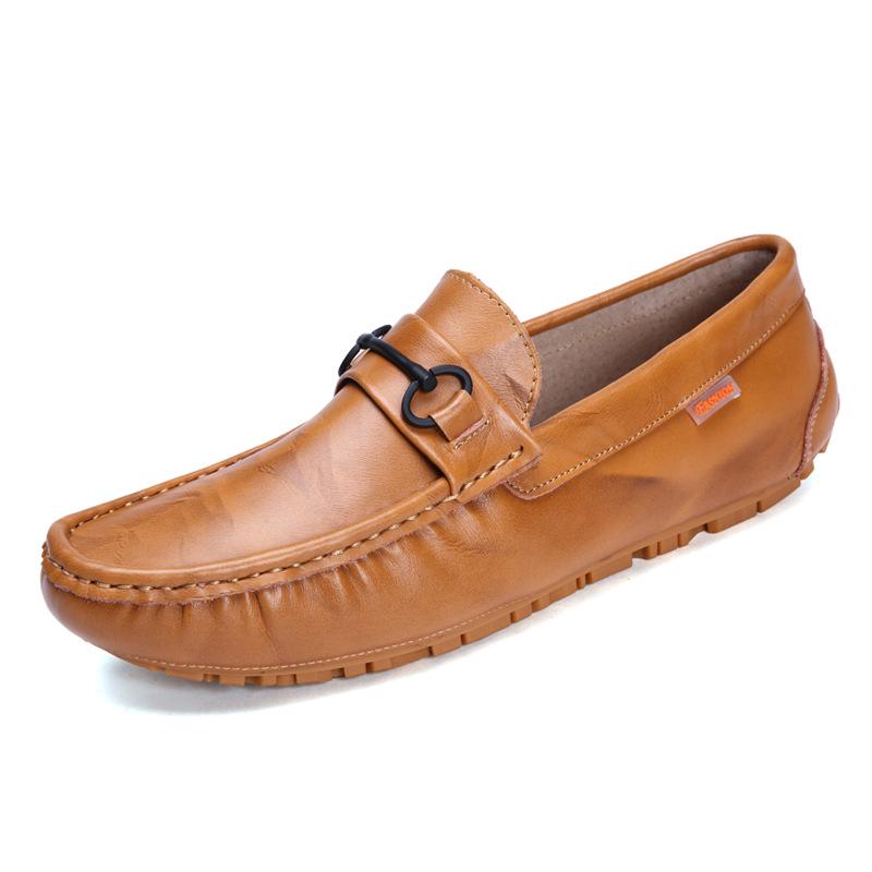 2024 Spring Men s Genuine Leather Comfortable Black Flat Loafers - Versatile Casual Shoes 41