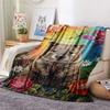 1PC Bohemian style Print FlAannel Blanket, High quality Comfortable for All Seasons, Home Decor, Warmth and Comfort