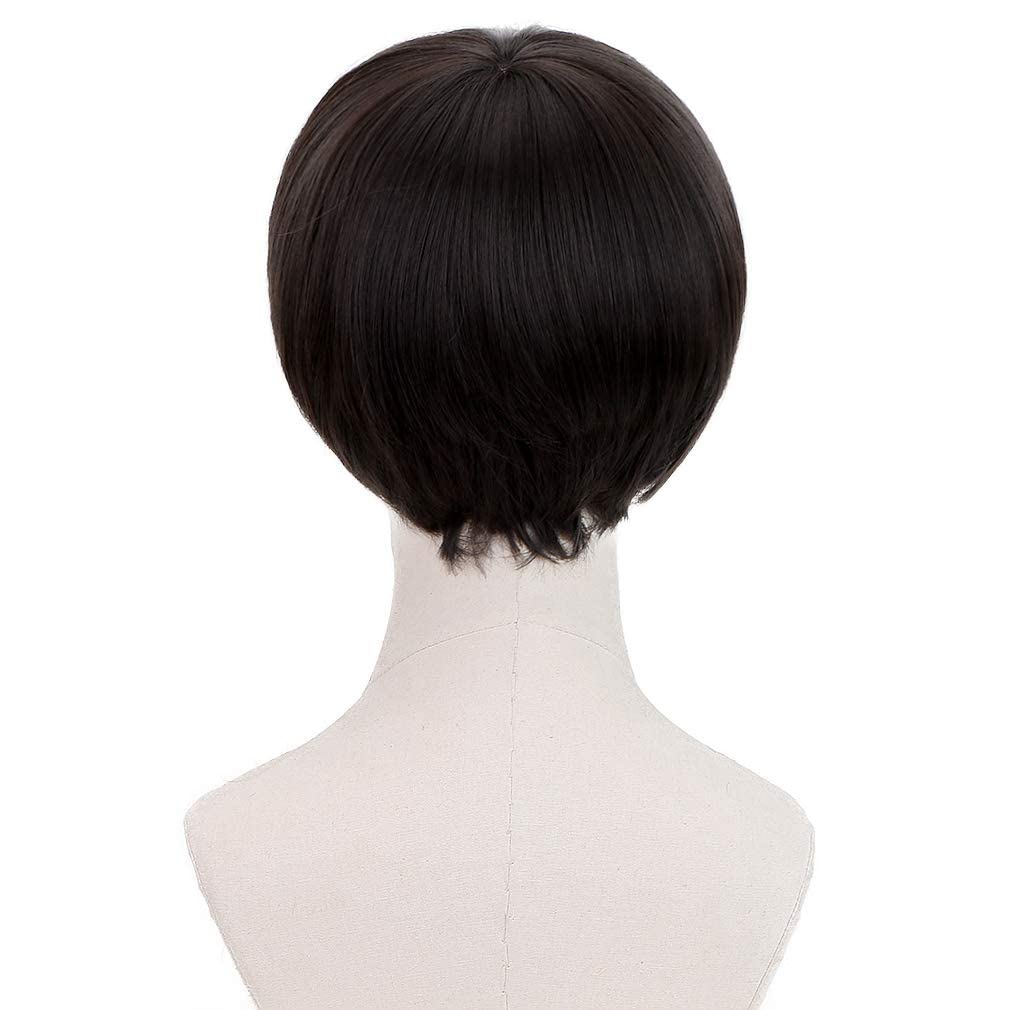 FREE BEAUTY Short Black Cosplay Wig 1960s Synthetic Bowl Cut Mushroom Hair Anime Wig for Everyday Christmas Costume - Men's Use, Halloween,