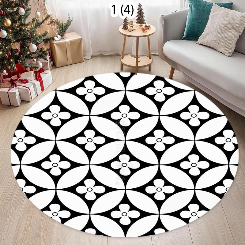 French Retro Living Room Decoration Round Carpet Large Area Rugs for Bedroom Home Washable Floor Mat Non-slip Soft Cloakroom Rug