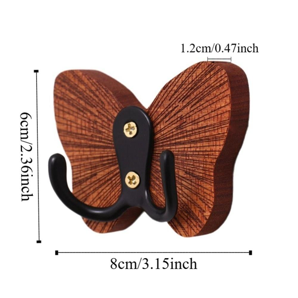 Butterfly Design Self-adhesive Coat Hanger Double Hook Hanging Key Holder Home Decoration