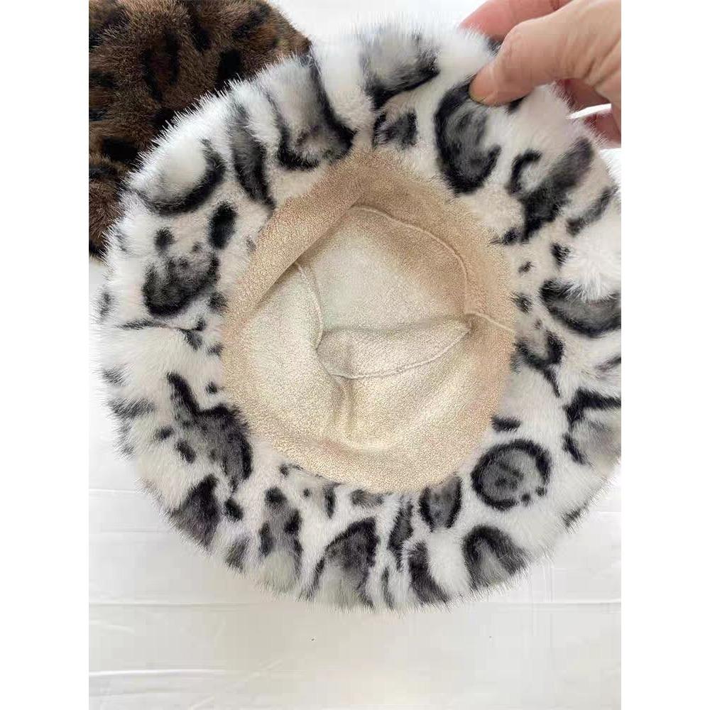 New Leopard Print Winter Fashion Fisherman's Hat Versatile Stylish and Warm Autumn Winter Plush Thickened Hat