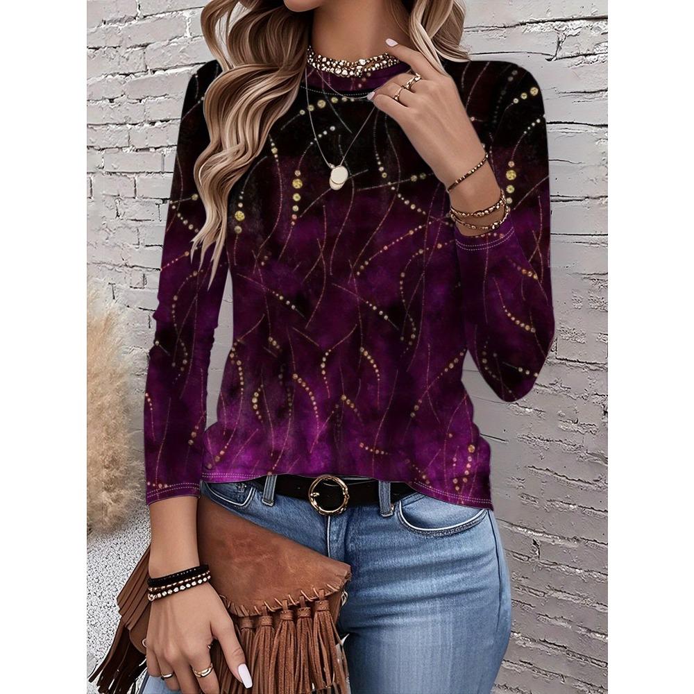 Printed Top, Modern Art Design, Suitable for Daily Wear