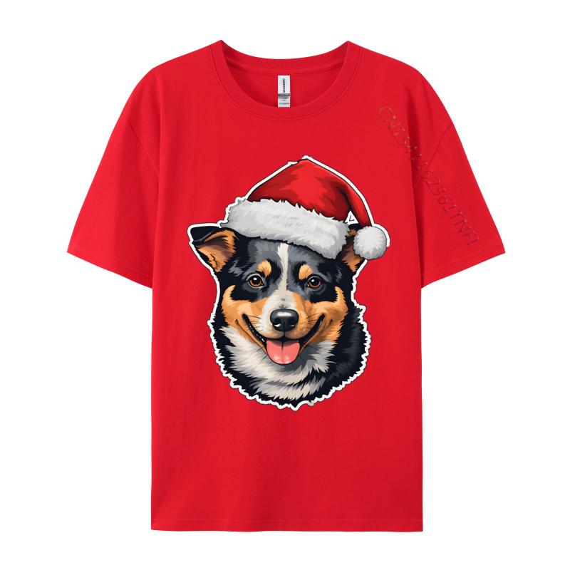 Christmas Australian Cattle Dog TShirt Kawaii Style Winter Tops Tees For Men Special 100 Cotton Fabric