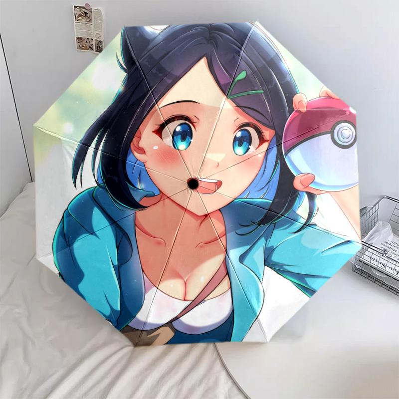 Pokémon Characters Pattern, Automatic Folding Umbrella, Portable and Foldable Design, 8 Ribs, a Christmas or Birthday Gift.