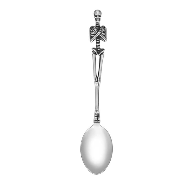 Halloween Titanium Staal Vork Lepel Skelet Schedel Zeemeerminnen Handvat Tafelgerei Vintage Eettafel Bestekset Kerstcadeaus