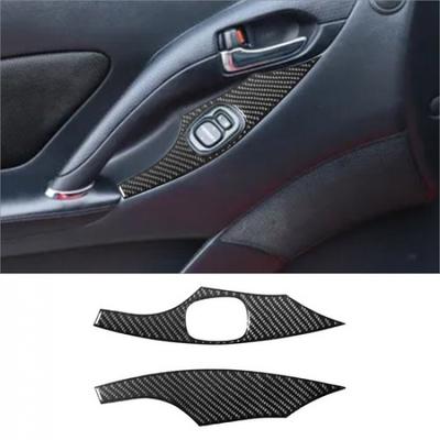 2Pcs Carbon Fiber Interior Window Control Cover Trim For Toyota Celica 2000-2005