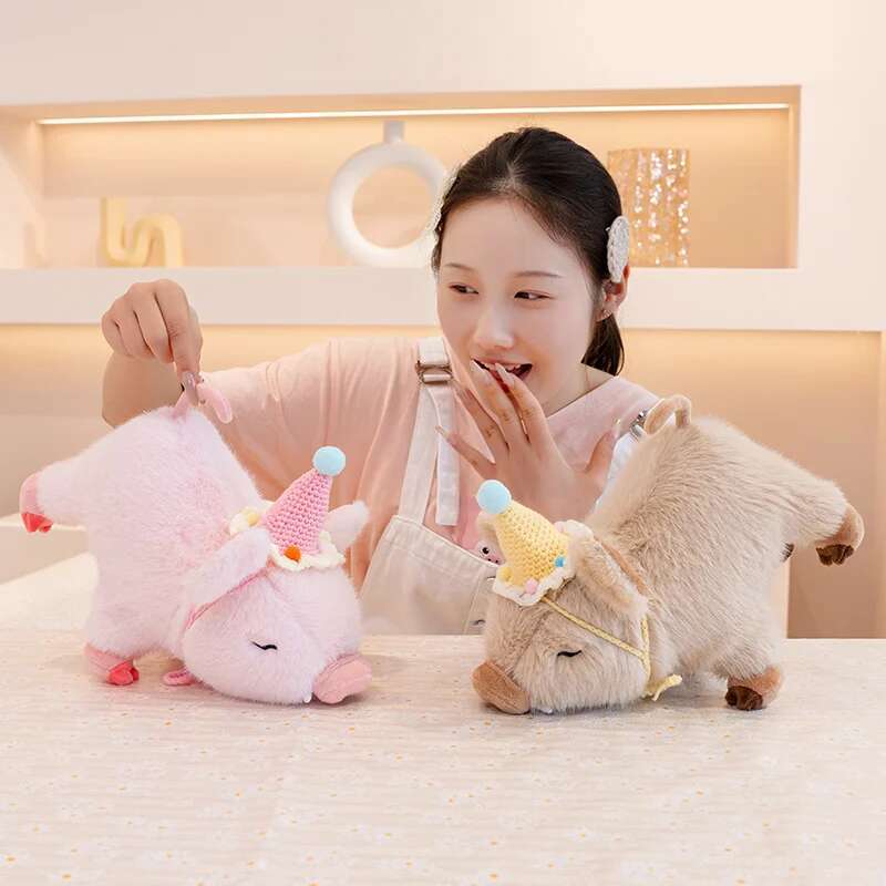 20/30cm Cartoon Simulation Wild Boar Wear Birthday Hat Toy Stuffed Animal Kawaii Pig Anime Doll Holiday Gift Room Decoration