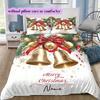 Christmas white background mistletoe Christmas bell christmas Name Customized Creative Print Set Bedding Quilt Cover Pillowcase