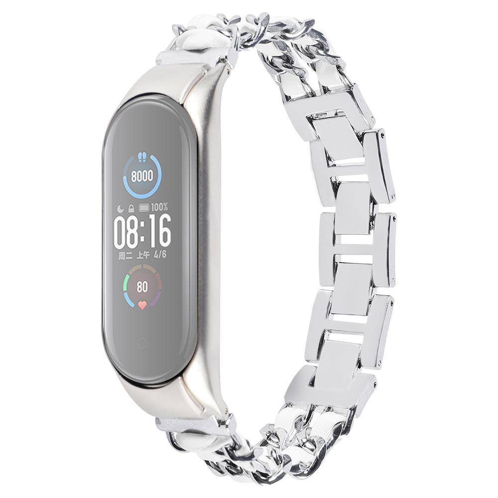 For Xiaomi Mi Band 5/Mi Band 6 Stainless Steel Chain Splicing Watchband Watch Strap