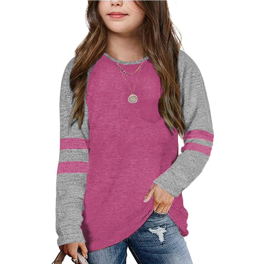 Girls Long Sleeve T Shirts Kids Fall Tops Crewneck Basic Tees