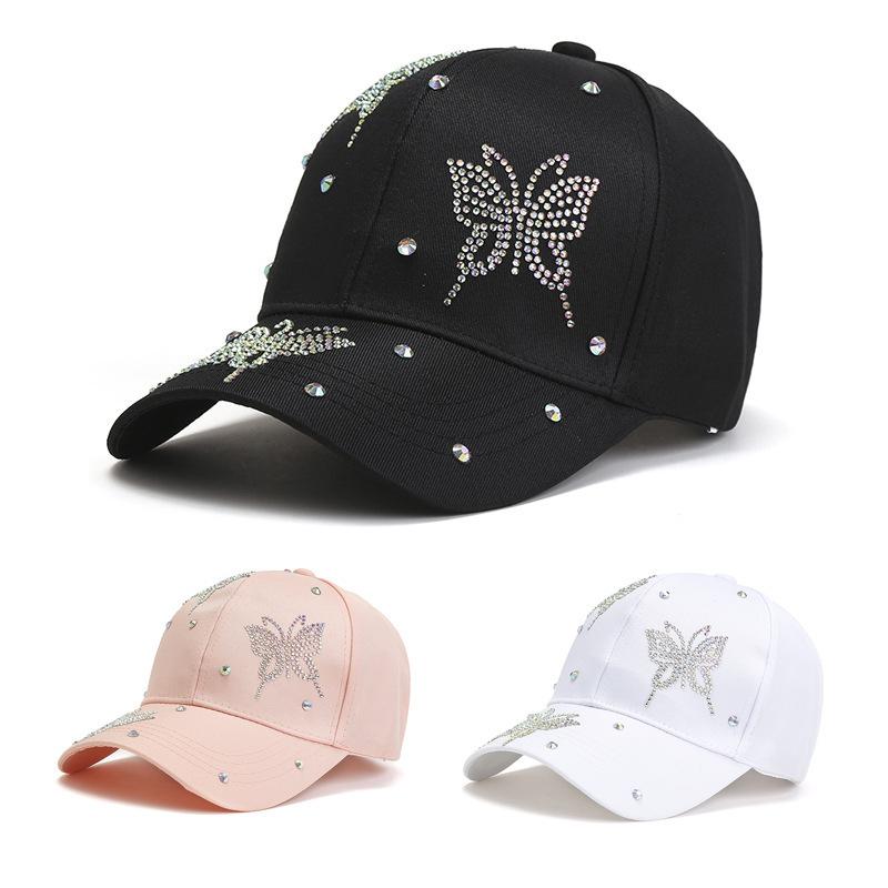 Freedom Outdoors Women's Black Baseball Cap Summer Sun Hat With Butterfly Design, Uv Protection, Adjustable Snapback For Outdoor Activities Dad Hat New 56-58Cm