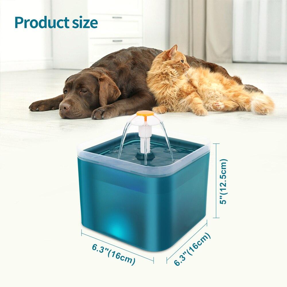 WTEMPO Fontanella Automatica per Animali Domestici Gatti 2L Filtro Distributore Ciotola Mangiatoia Erogatore Acqua Intelligente per Cani Gatti Mangiatoia per Bere Animali Domestici