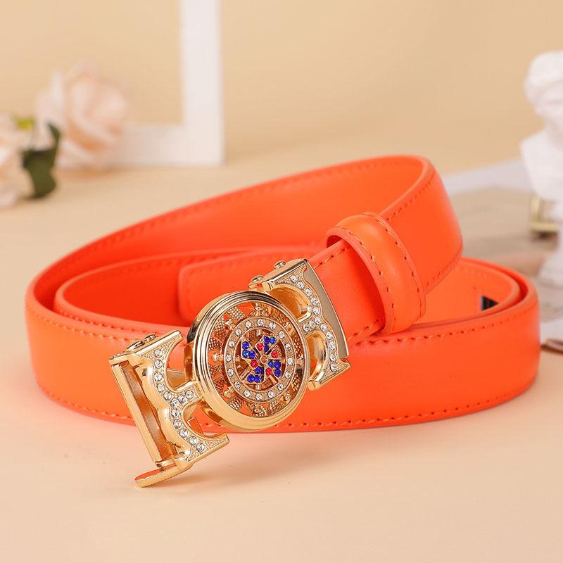 Fashion Stylish Womens Versatile Automatic Buckle Decorative Denim Belt For 2024