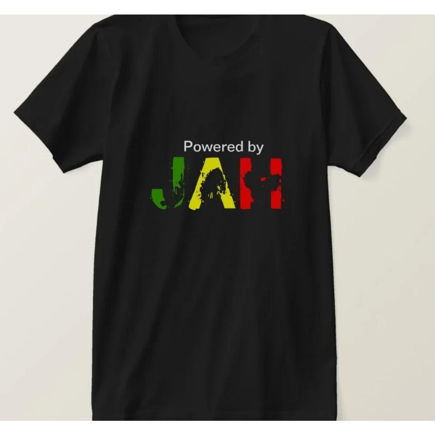 

Powered By Jah Rastafari T-Shirt 100% Cotton O-Neck Summer Short Sleeve Casual Mens T-shirt Size S-3XL XXXXXL чорний