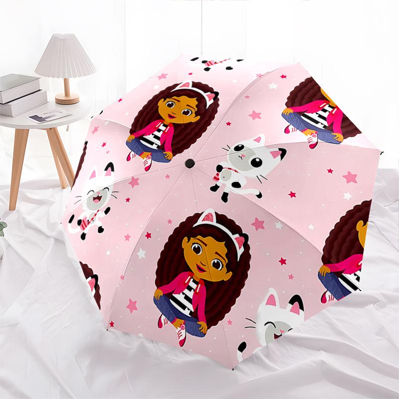 Girl,Cat Automatic Folding Umbrella 8 Ribs Lightweight Design, Durable Iron Frame, Compact and Portable, Ideal Birthday or Christmas Gift,
