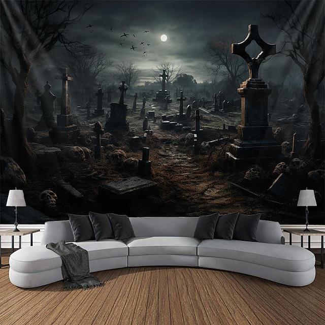 Tapestry large photograph wall art in a cemetery 75x100 чёрный