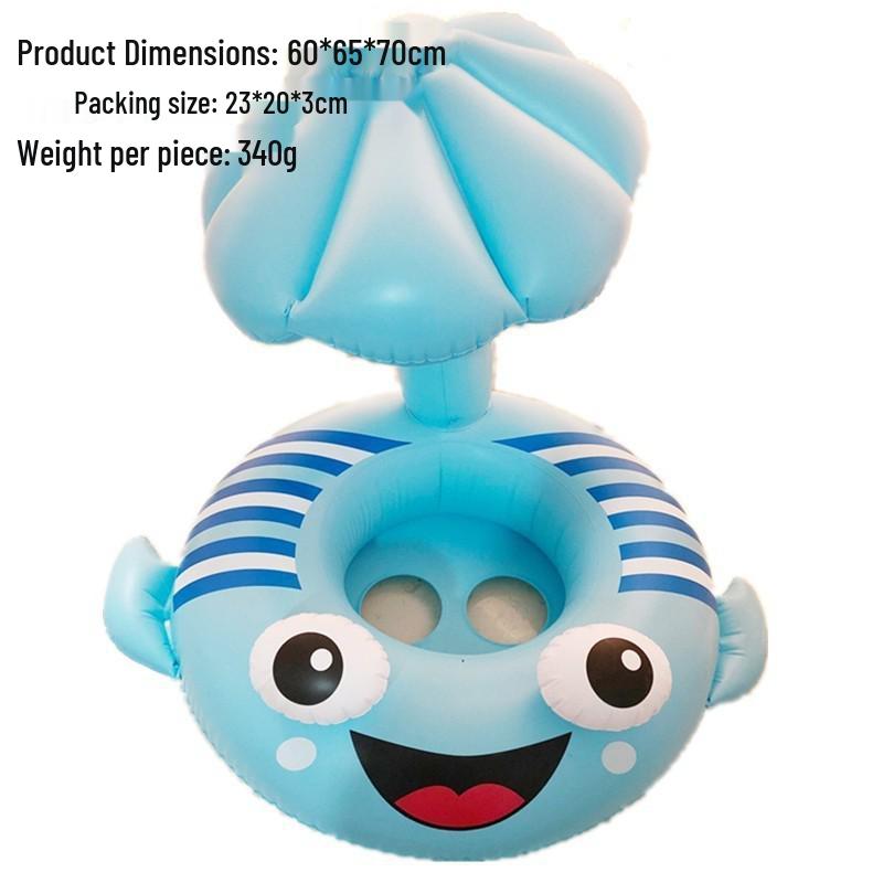 Large Toddler Boat-Themed Swimming Ring with Canopy & Steering Wheel
