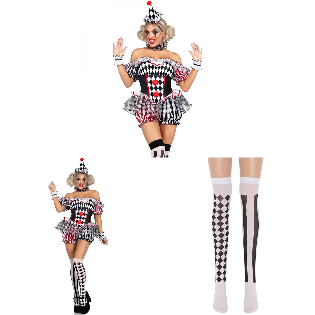 Female Clown Cosplay Outfit With Polyester Material For Party And Role Play