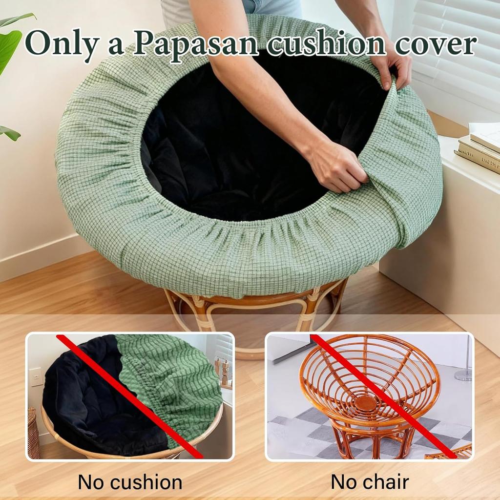 Papasan Chair Cushion Cover, Soft Plush Fleece Slipcover Only, Removable & Machine Washable with Adjustable Design, Fits 44-48 Inch Cushion (Tea
