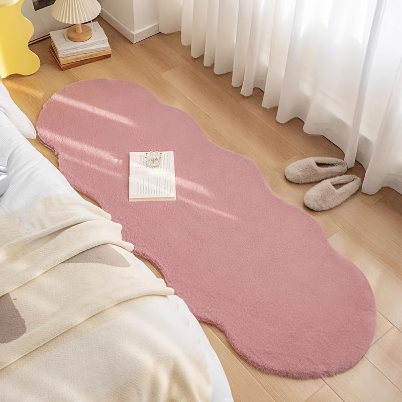 Soft White Faux Rabbit Fur Area Mat, Cozy & Comfortable for Bedroom, Office, or Living Room Decor, Cozy Home Decor | Modern Mat Design