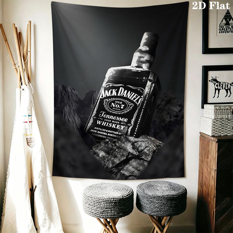 Jack Daniel'S Tennessee Whiskey Bottle Tapestry Wallmounted Background Cloth Atmospheric Background Cloth Homestay Soft Decoration Tapestry