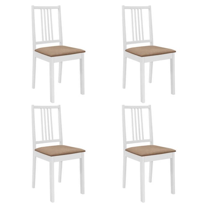 Chaises de salle à manger - Maison Exclusive - Lot de 4 - Bois massif - Coussin blanc crème