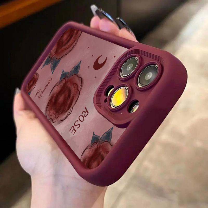 Red Rose Sky Eye Silicone Case for Apple 16 Pro Max/15/14/13/XR