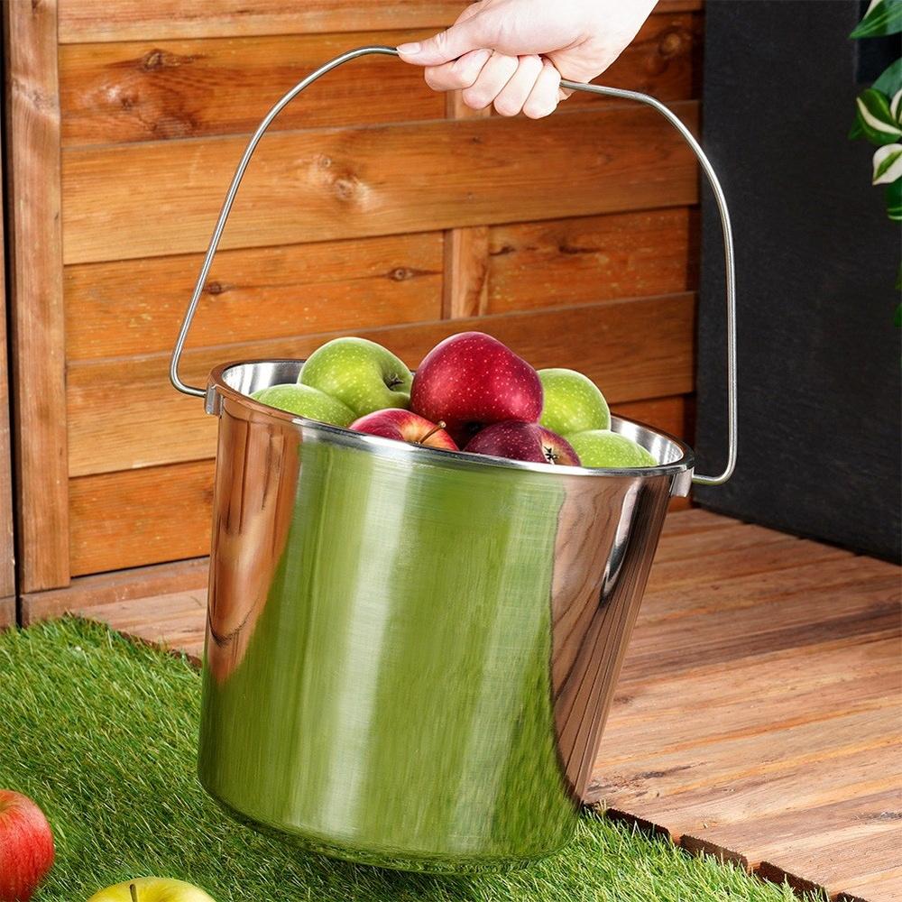 Secchio gastronomico in metallo di acciaio inossidabile per alimenti, 12 litri.