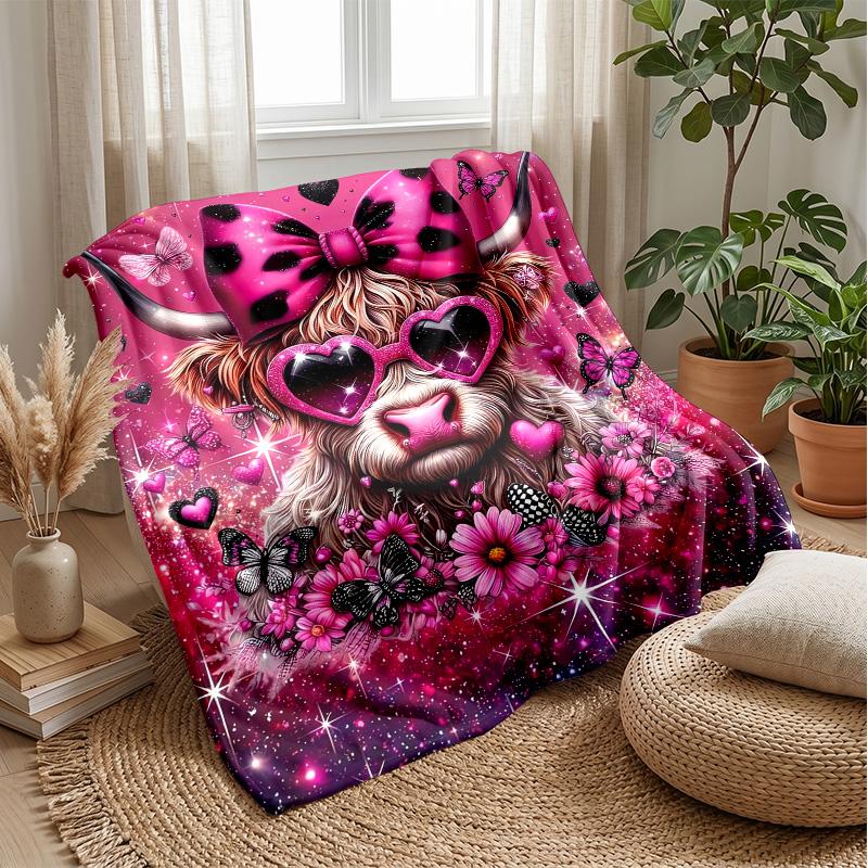Mechanical Calf In Farm Theme Blanket Lightweight Warm Flannel Blanket Decorative Throw Blanket for Home Decoration