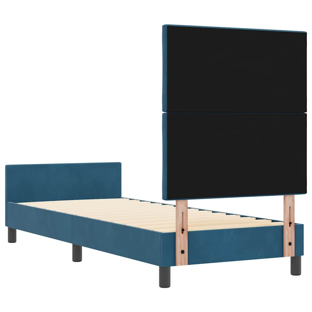 Boxspring Bed with Headboard Dark Blue 80 X 200 Cm Velvet