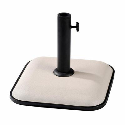 Square Cement Parasol Base - MARBUENO SUMMER - 35x35x5.2 Cm - White - 11 Kg - Compatible Ø30/35/38 Mm