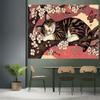 1 Japanese Cat Cherry Blossom Tapestry Single Sided 2D Print Polyester Wall Hanging for Bedroom Living Room Cute for Cat Lovers