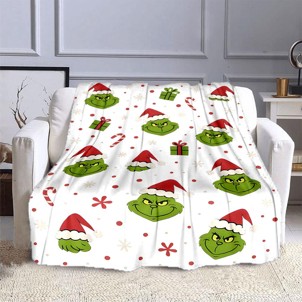 Christmas Grinch Patterned Blanket Design Patterned flannel blanket perfect for the bedroom living room, sofa, or a little nap