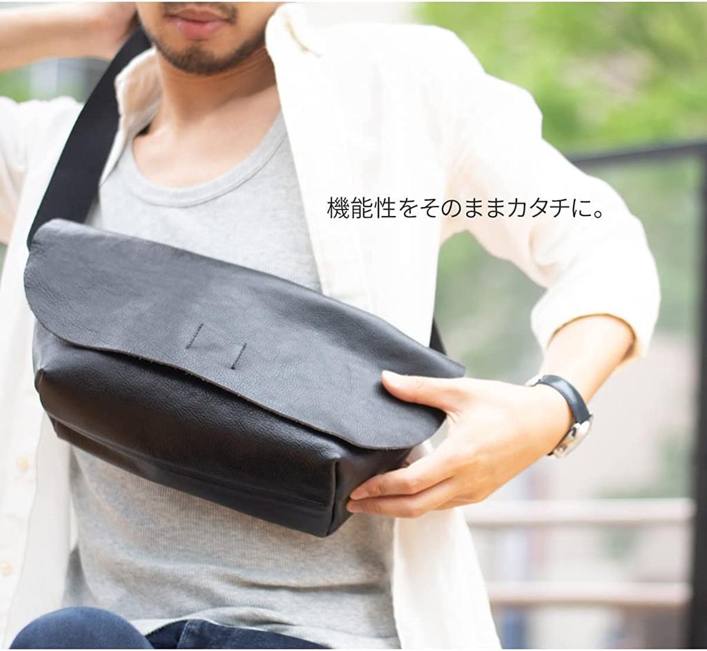Body Bag Messenger Bag Genuine Leather Bag Small But Large Capacity Italian Leather Shoulder Bag Dark Brown [Dom Teporna] Men's Women's