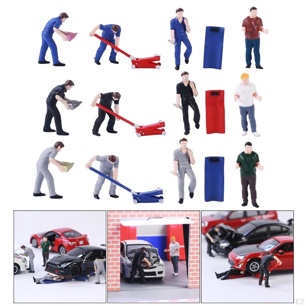 1/64 Film Character Diorama Drawing Figure Car Repairer Street Building Scenario Table