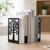 2Pcs Hollow Tree Pattern Metal Bookends T-Shape Non-slip Book Holder  Gift