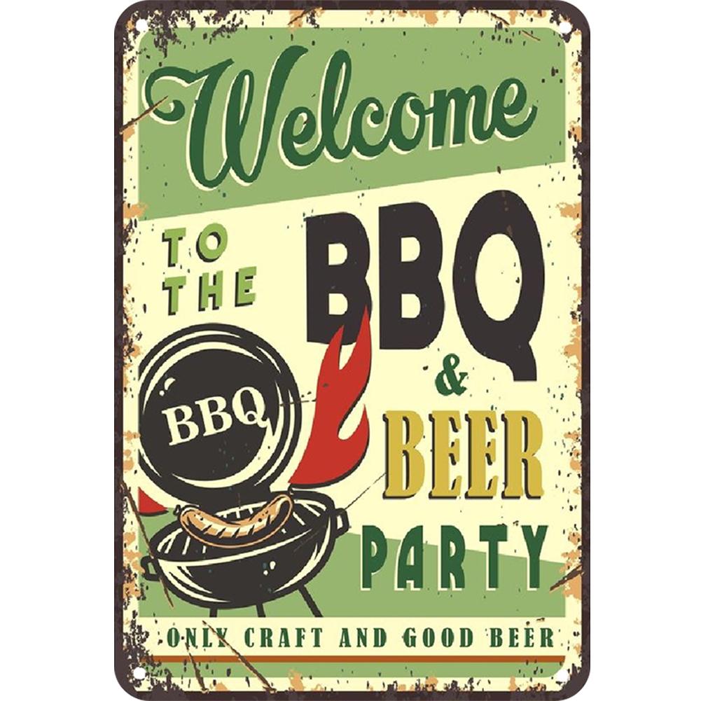 

Vintage Metallplatte BBQ & Bierparty rechteckige Eisenmalerei Wanddekoration 20