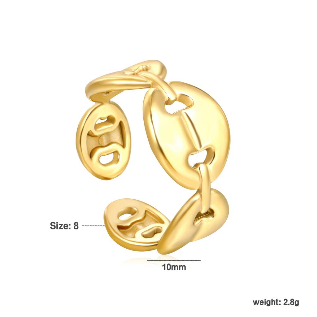 Fashion Hollow Geometric Adjustable Open Ring High-End Gold Tone Ring